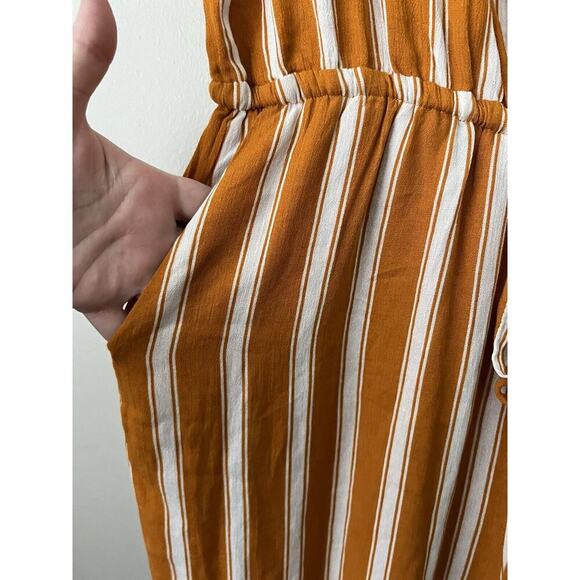 Lulus Jumpsuits Womens Medium In The Sunshine Striped Culotte Lined Rust White - Picture 4 of 10